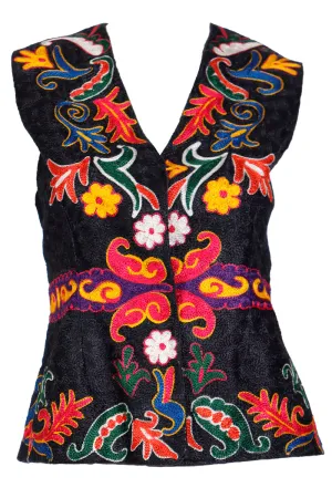 1970s Fully Embroidered Colorful Bold Vintage Hungarian Style Vest