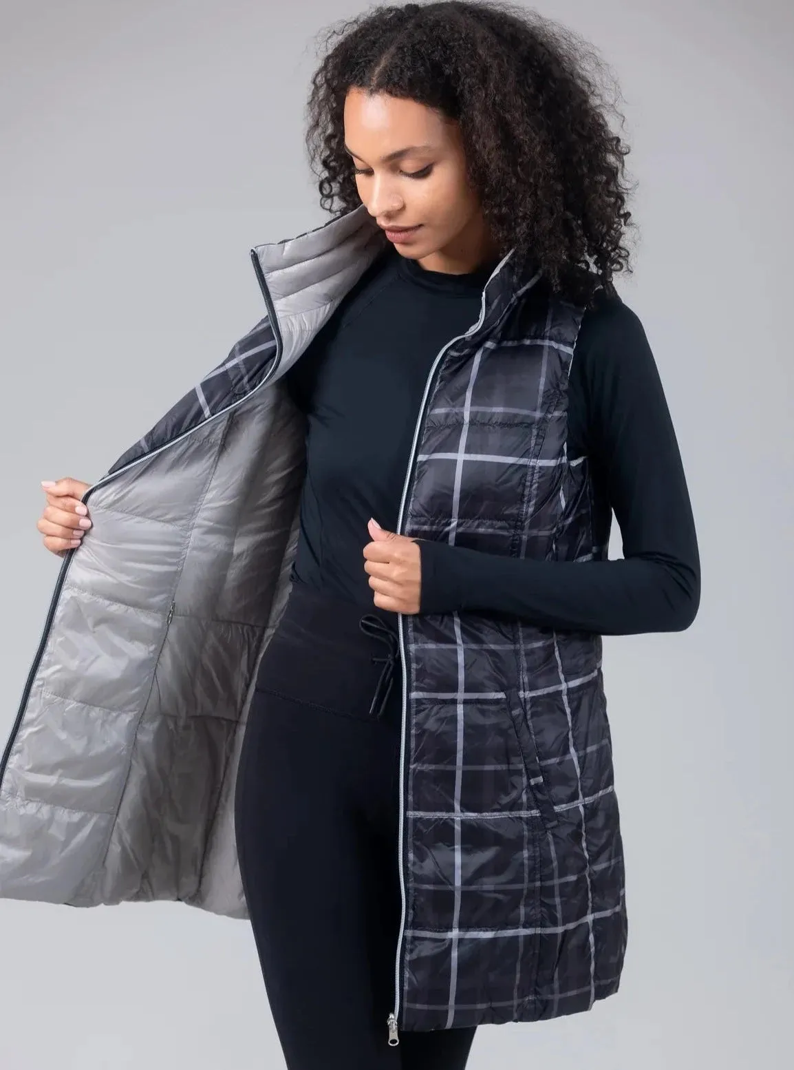 Anorak Long Nylon Reversible Down Vest [BGSLG-50171CNR]