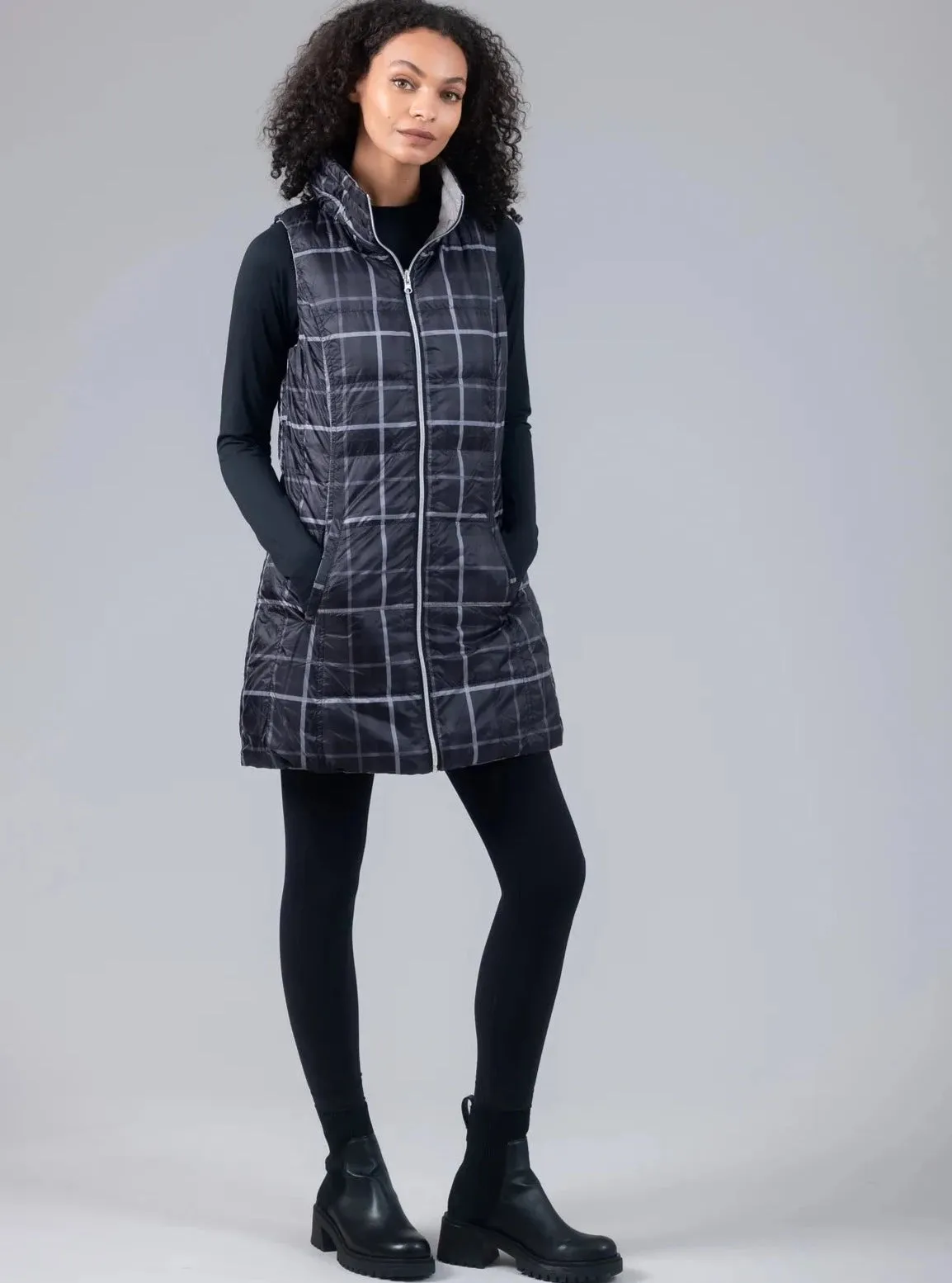 Anorak Long Nylon Reversible Down Vest [BGSLG-50171CNR]