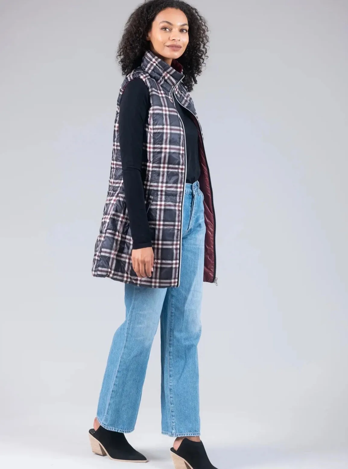 Anorak Long Nylon Reversible Down Vest [GPLRU-50171CNR]