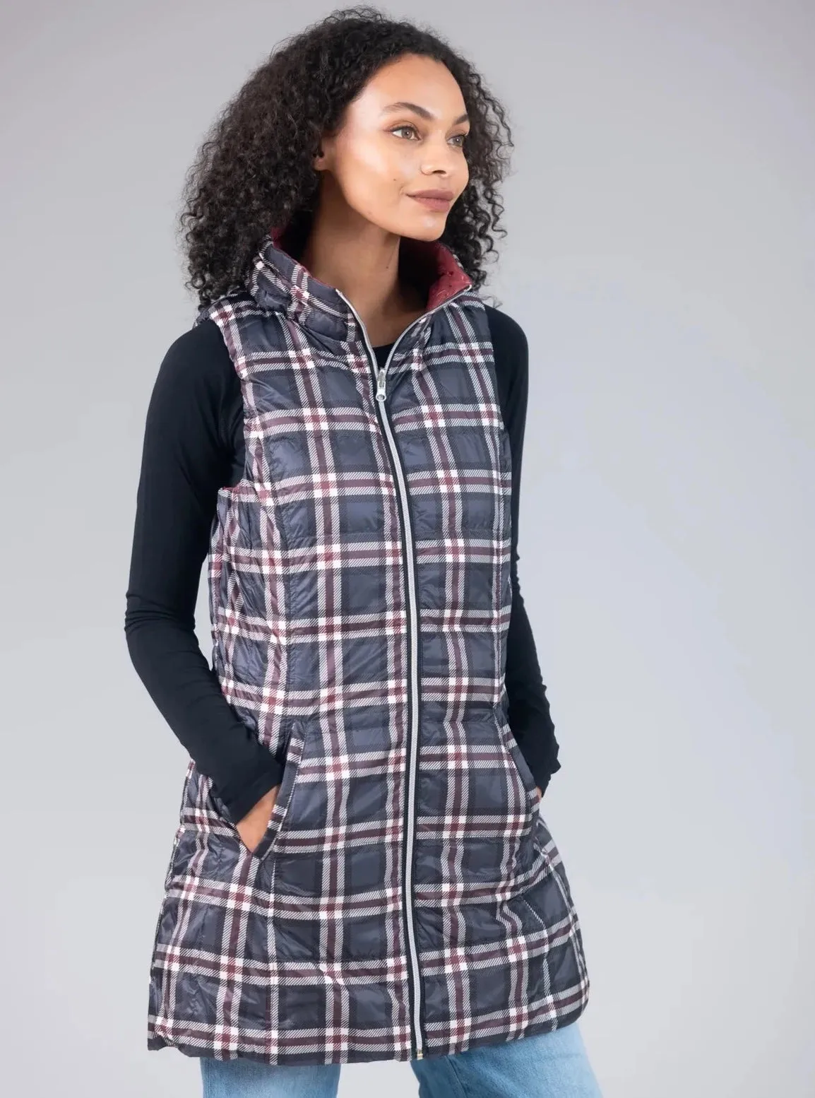 Anorak Long Nylon Reversible Down Vest [GPLRU-50171CNR]
