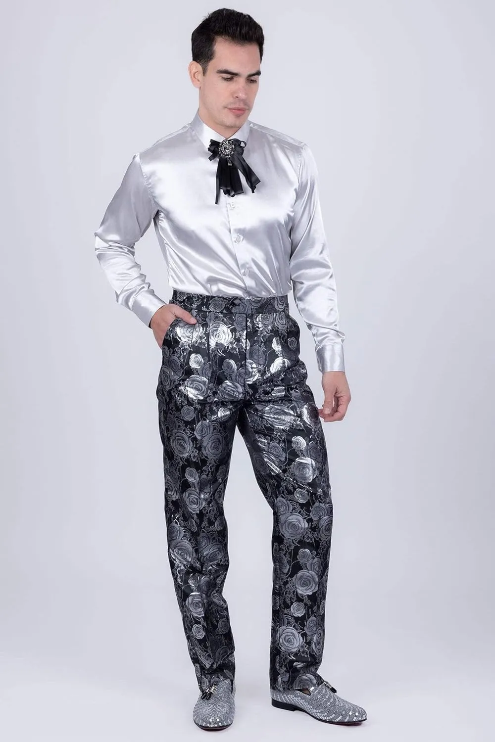 Barabas Men's Floral Slim Fit Chino Dress Pants 5CP02
