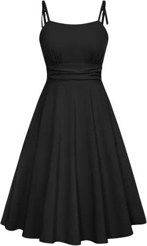 Belle Poque 2025 Summer Dresses for Women Spaghetti Strap Midi Sun Dress Cute Casual Dress with Pockets