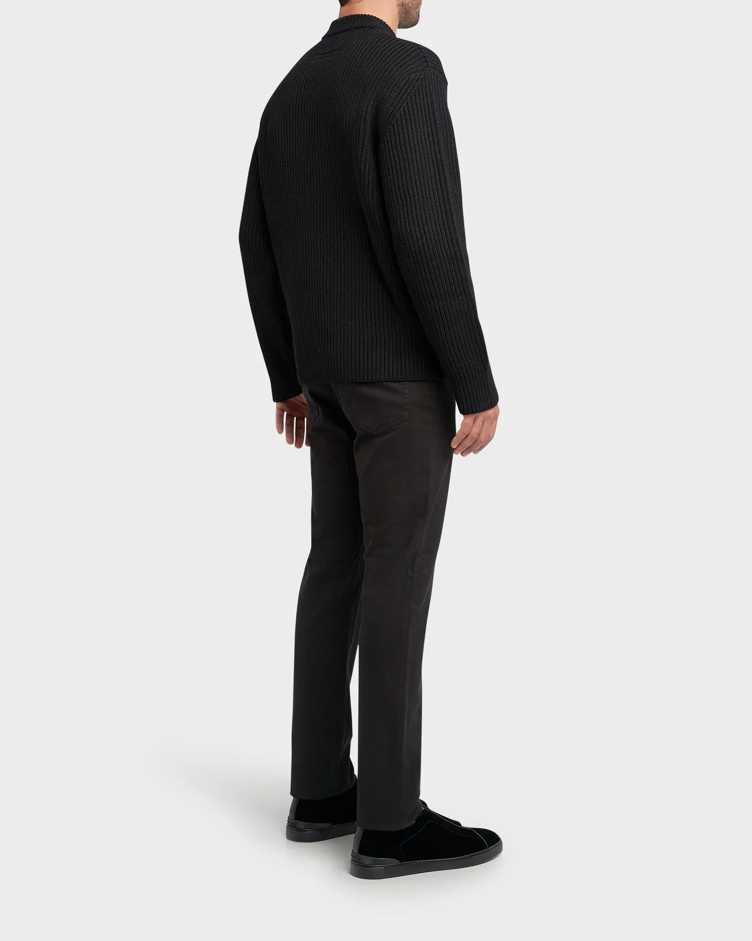 Black Techmerino Wool Knit Sweater