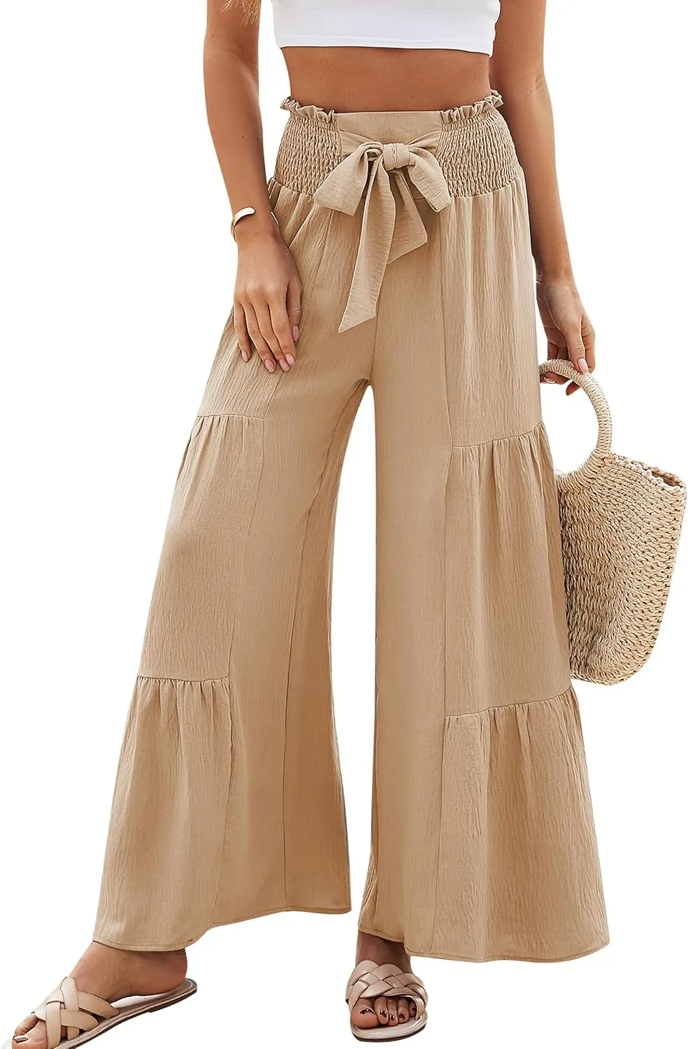 Blooming Jelly Women Casual Pants Wide Leg Trousers High Waisted Pant Trendy Vacation Outift 2025
