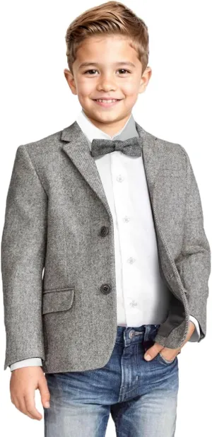 Boys Blazer Classic Jacket for Boy Wedding Retro Herringbone Casual Jacket Formal Tweed Patterned Sport Coat