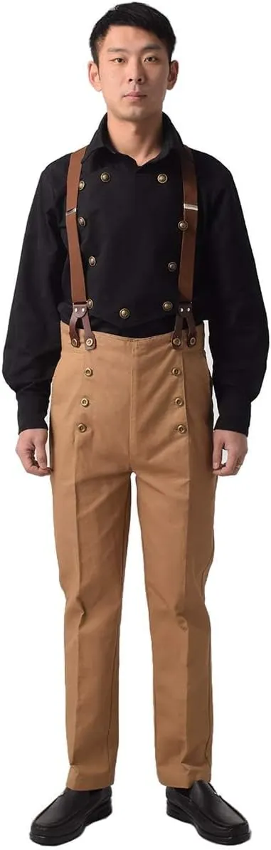 BPURB Mens Victorian Pants Cosplay Costume Steampunk Gothic Pants Trousers