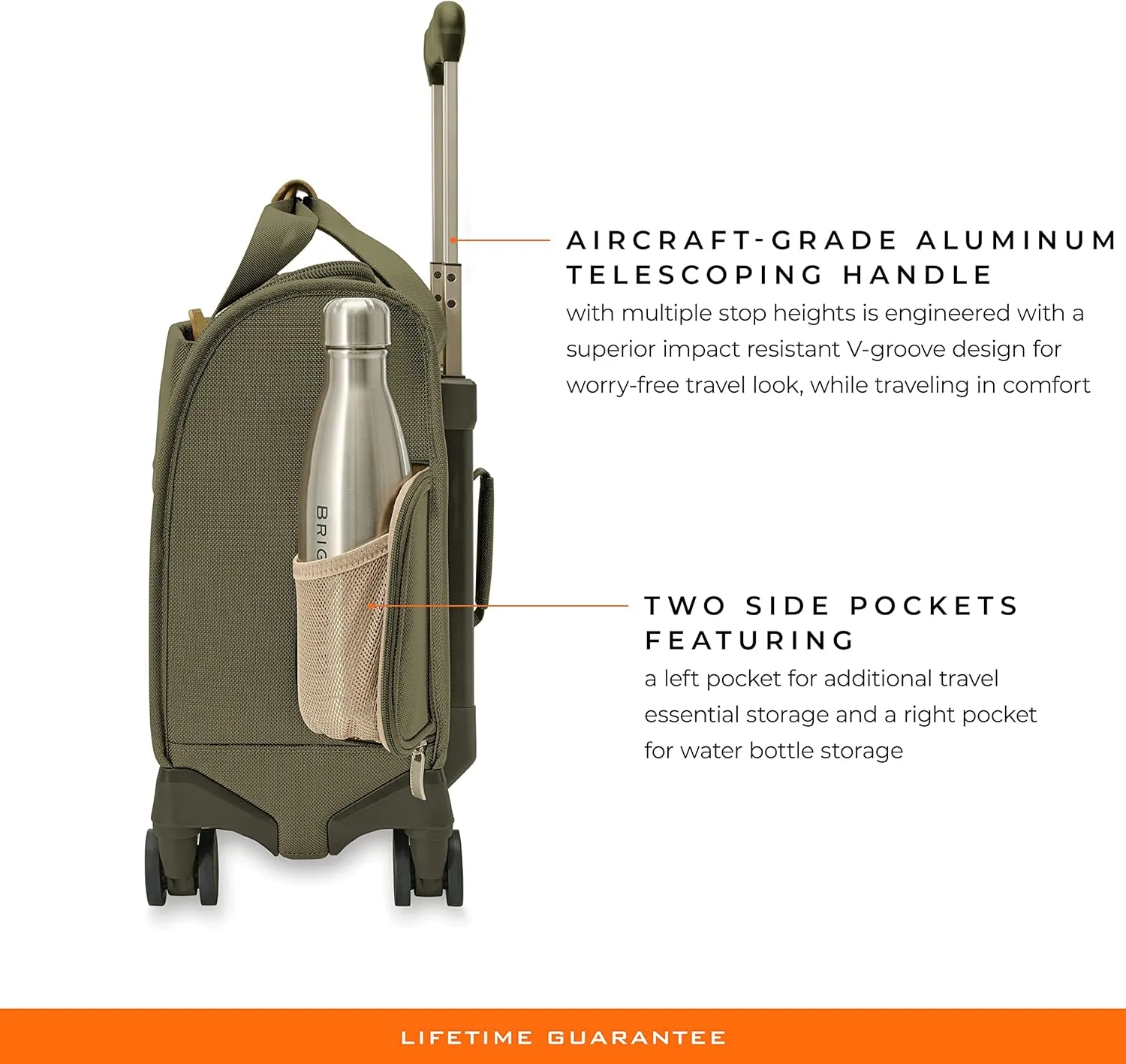 Briggs & Riley Cabin Spinner - Carry On Luggage for Travel, Suitcases with Wheels, Softside Rolling Bag for Men & Women, Fits Under Plane Seat, Interlocking Handle - Baseline Collection, Olive