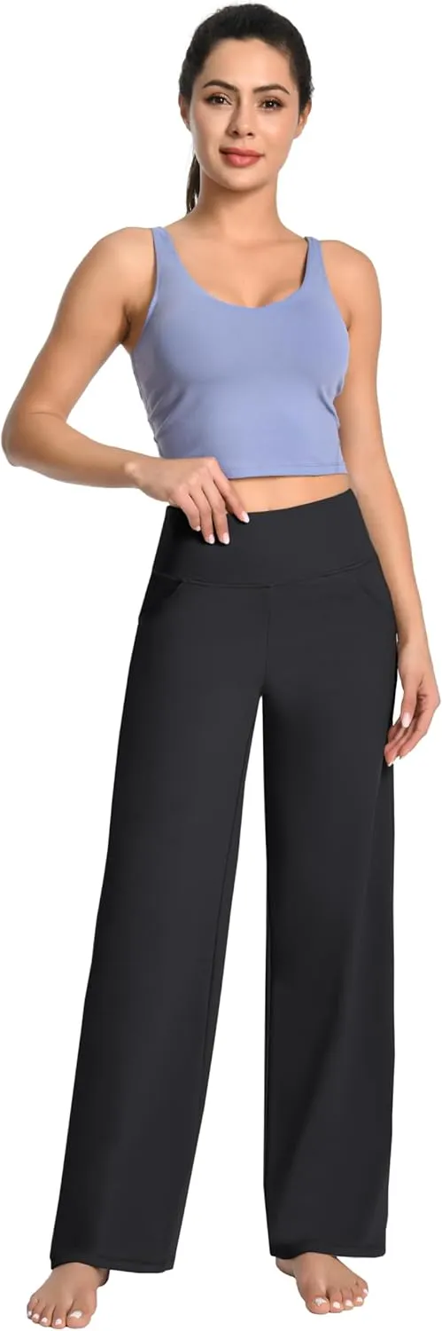 BUBBLELIME 29"/31"/33"/35"/37" Women Bootleg/Wide Legs High Waist Yoga Pants Tummy Control Bootcut Workout Flared Out Pockets