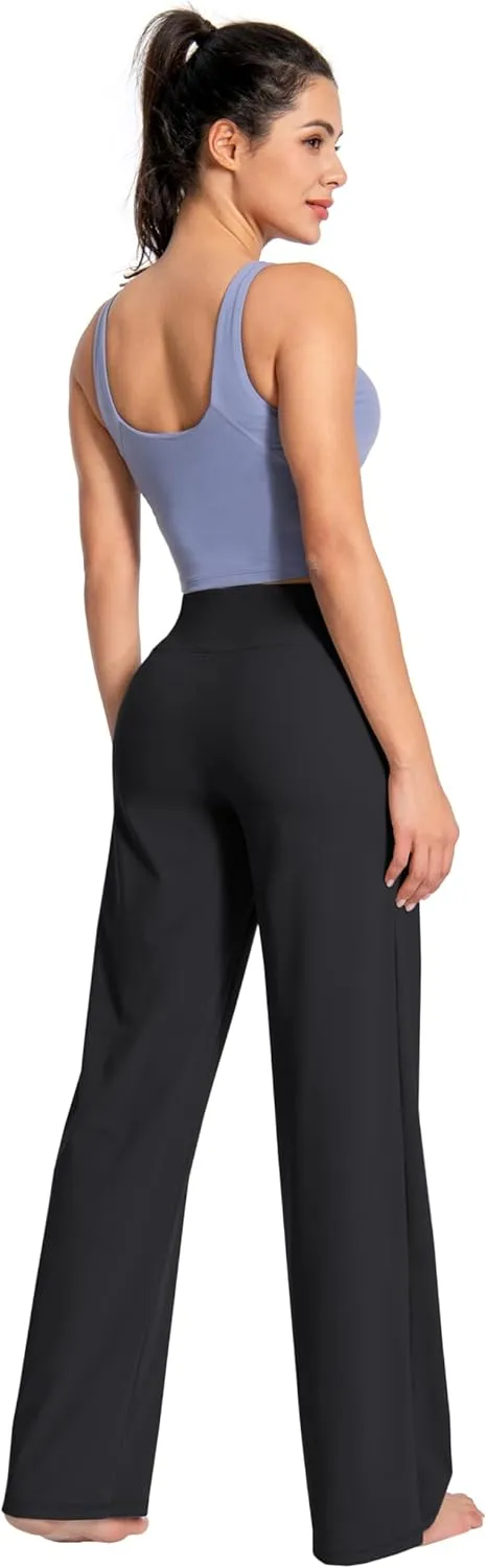 BUBBLELIME 29"/31"/33"/35"/37" Women Bootleg/Wide Legs High Waist Yoga Pants Tummy Control Bootcut Workout Flared Out Pockets