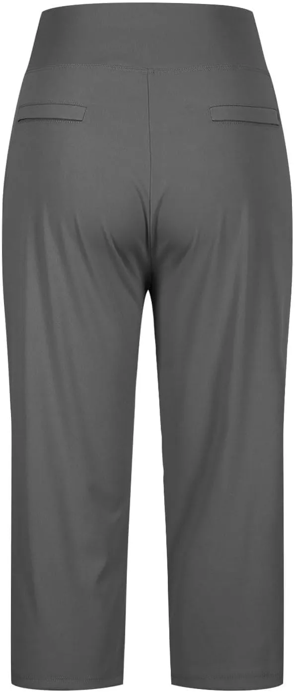 Capri Pants for Women Summer Trendy Straight Leg High Waisted Capris 2025 Elastic Business Casual Bottoms with Pocket