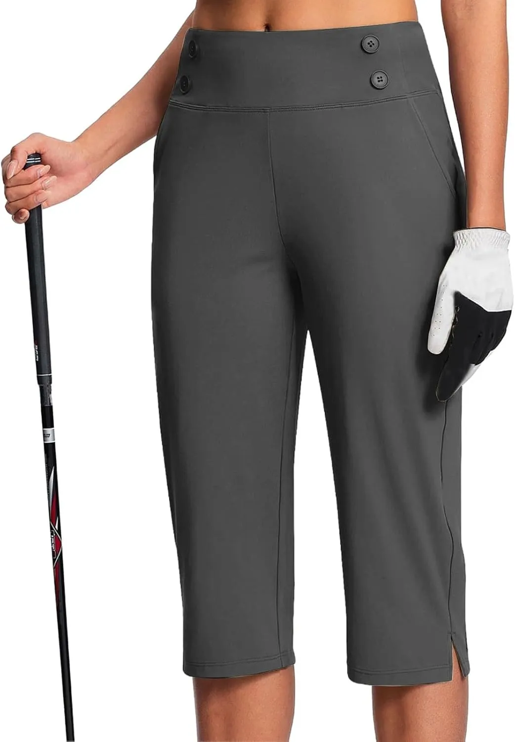 Capri Pants for Women Summer Trendy Straight Leg High Waisted Capris 2025 Elastic Business Casual Bottoms with Pocket