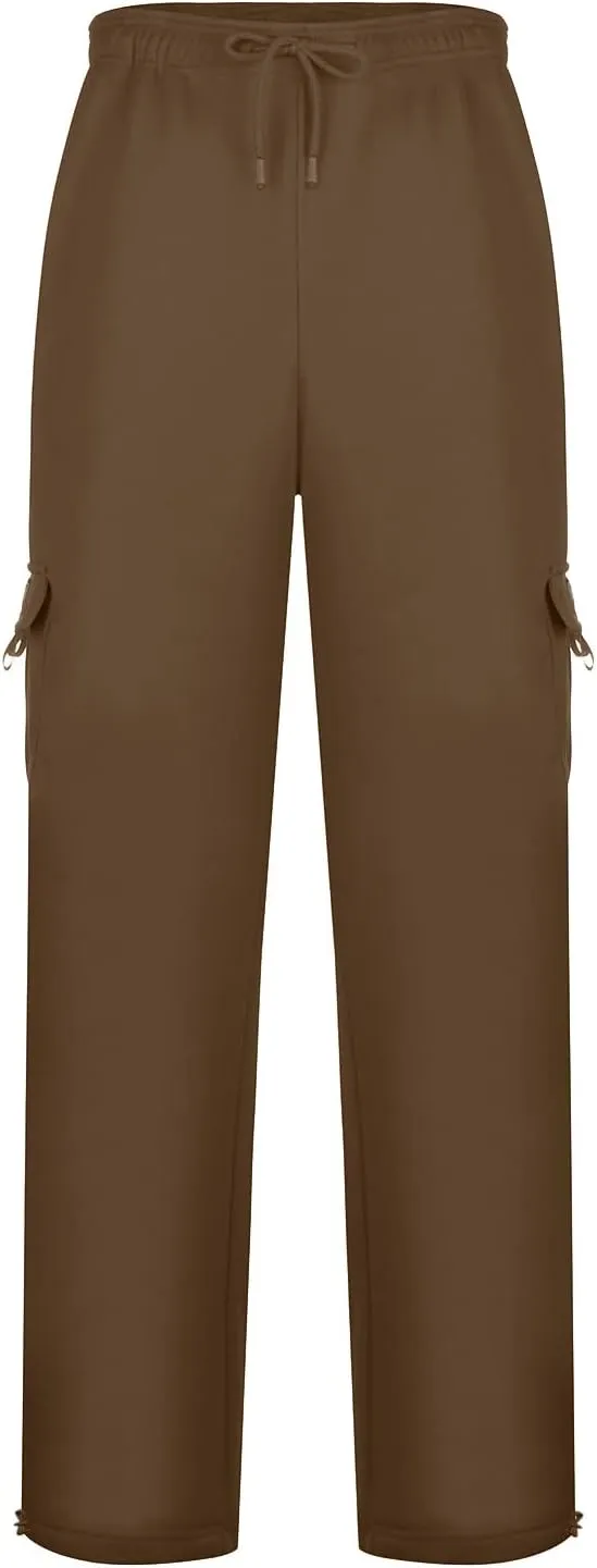 Cargo Pants for Men, Big and Tall Elastic Waist Cotton Sweatpants, Causal Solid Multi Pockets Joggers Athletic Pants