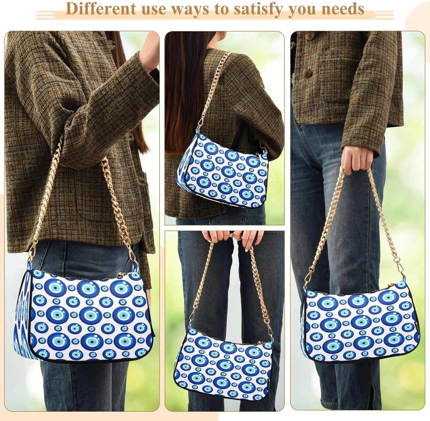 Christmas Tartan Red Green Plaid Designer Handbag Womens Shoulder Handbag Casual Hobo Purse Zipper Closure