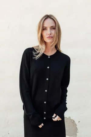 Classic Merino Cardigan - Black