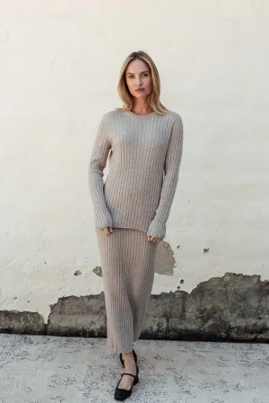 Classic Merino Rib Crew - Latte