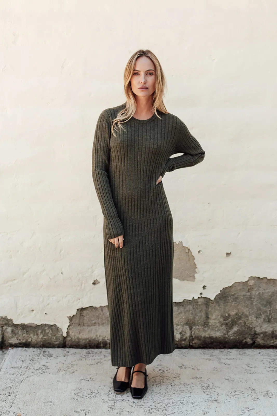 Classic Merino Rib Dress - Pine