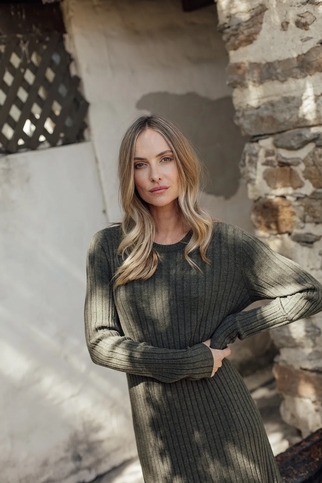 Classic Merino Rib Dress - Pine