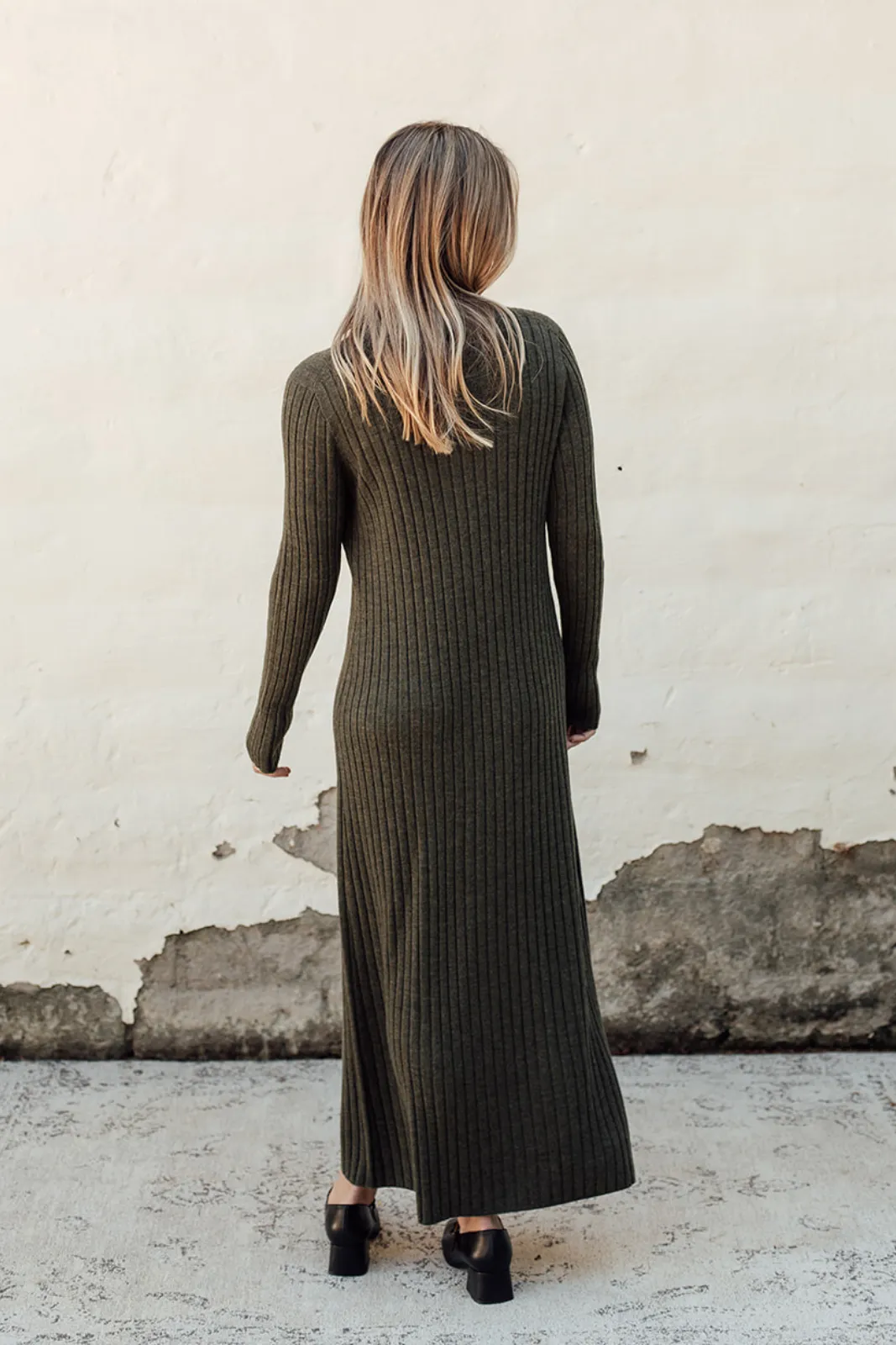 Classic Merino Rib Dress - Pine