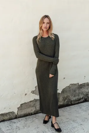 Classic Merino Rib Dress - Pine