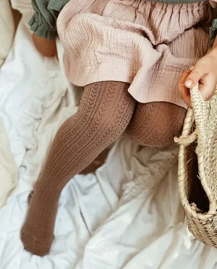Collegien Anglique Merino Wool Pointelle Tights - Doux Agneaux