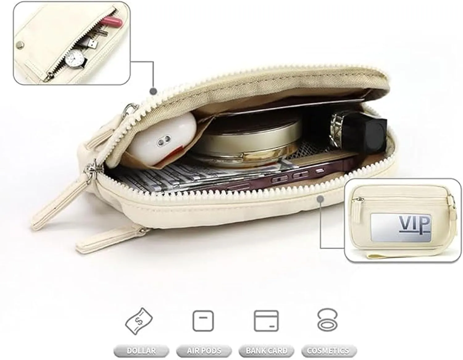 Convely Essential Wristlet, Wristlet Wallets for Women, Small Wristlet Pouch with 3 Zipper