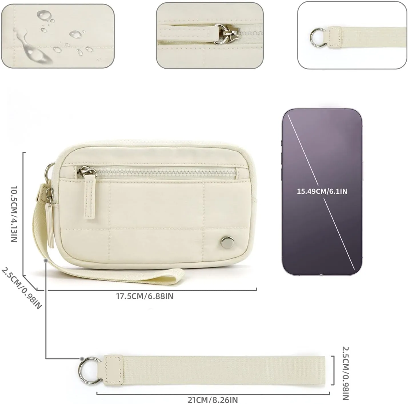 Convely Essential Wristlet, Wristlet Wallets for Women, Small Wristlet Pouch with 3 Zipper