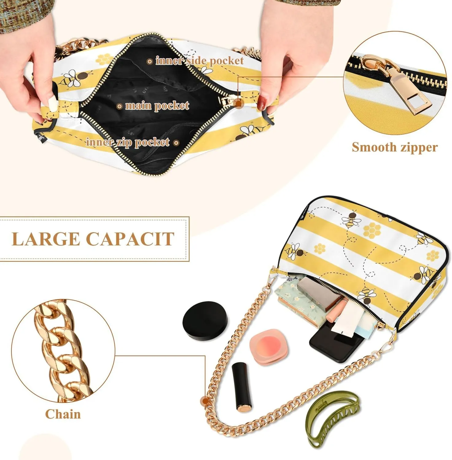 Cute Animal Capybara Medium Purse Hobo Trendy Bag Women's Shoulder Handbag One Shoulder Purse