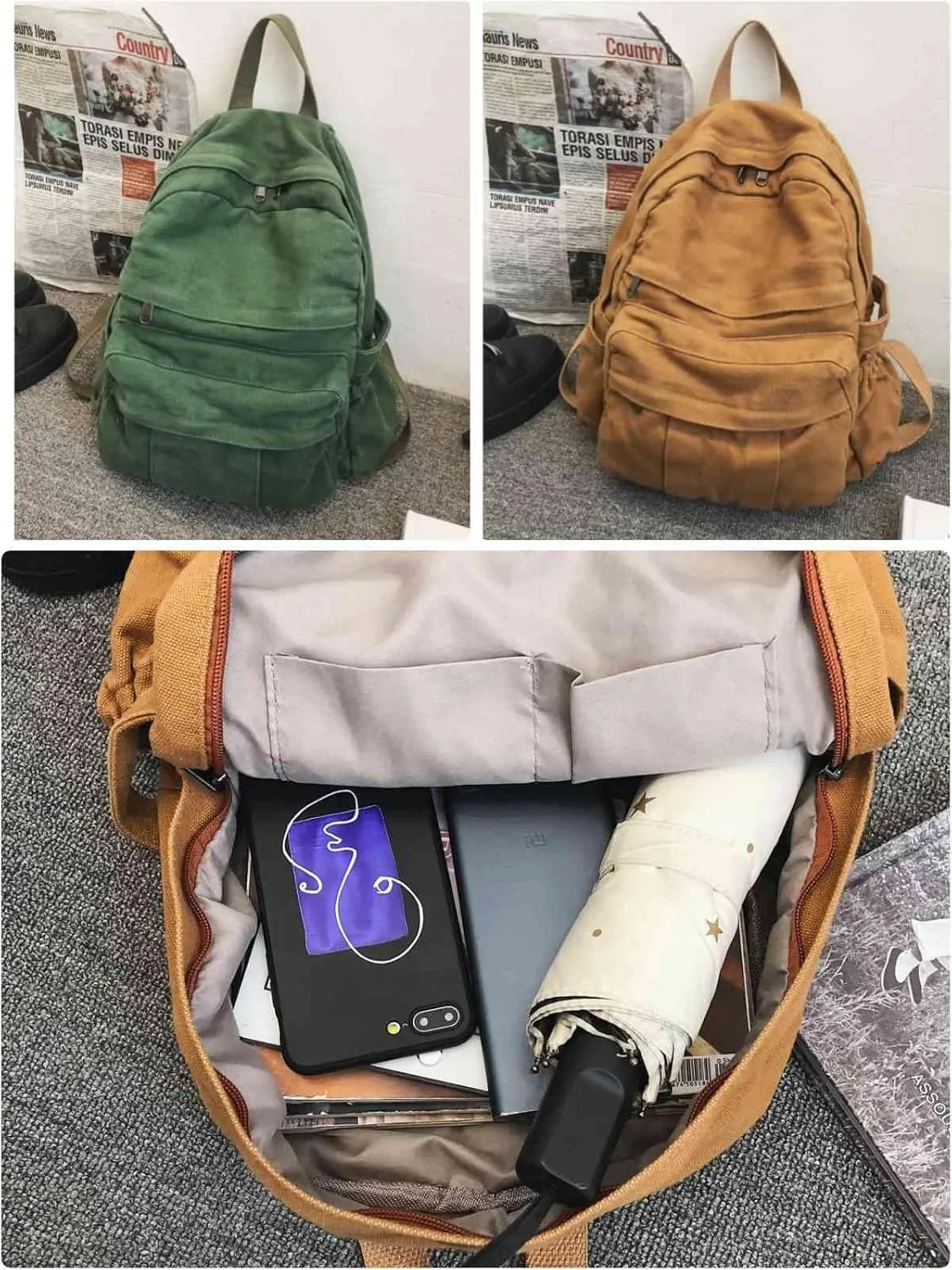 Dark Wash Denim Jean Backpack for Women & Men Retro Aesthetic Rucksack Basic Backpack for High School/College Students Travel Laptop Bag