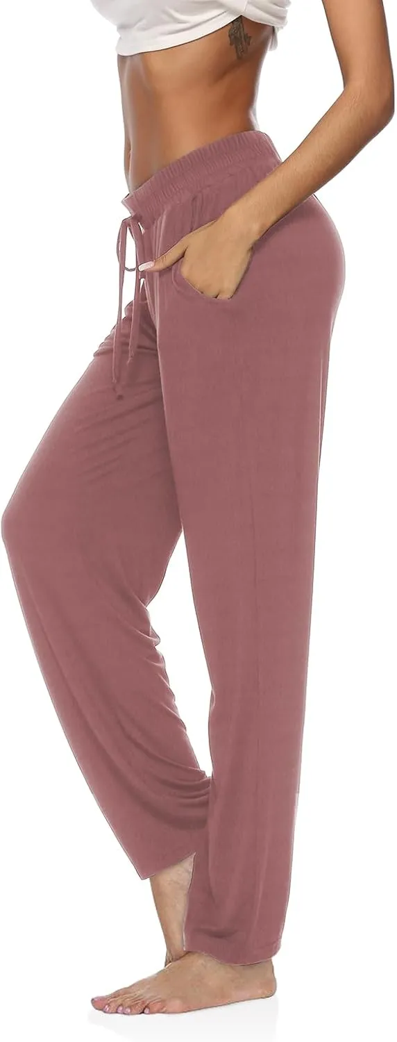 DIBAOLONG Womens Yoga Pants Wide Leg Comfy Drawstring Loose Straight Lounge Running Workout Legging