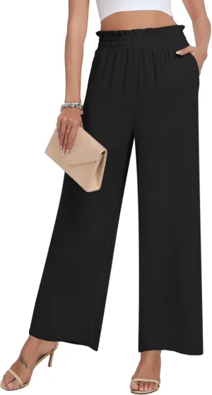DILIUXING Womens Wide Leg Pants High Waisted Casual Drawstring Trousers Loose Adjustable Pants with Pockets
