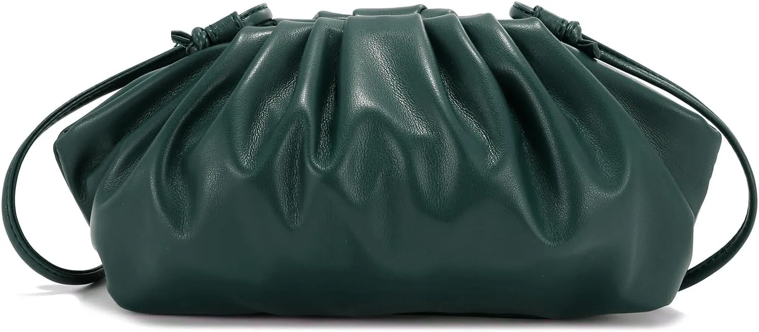 E Formal Clutch Purse for Women Soft Vegan Leather Pleated Dressy Evening Clutch for Weddings, Proms, Cocktail Party