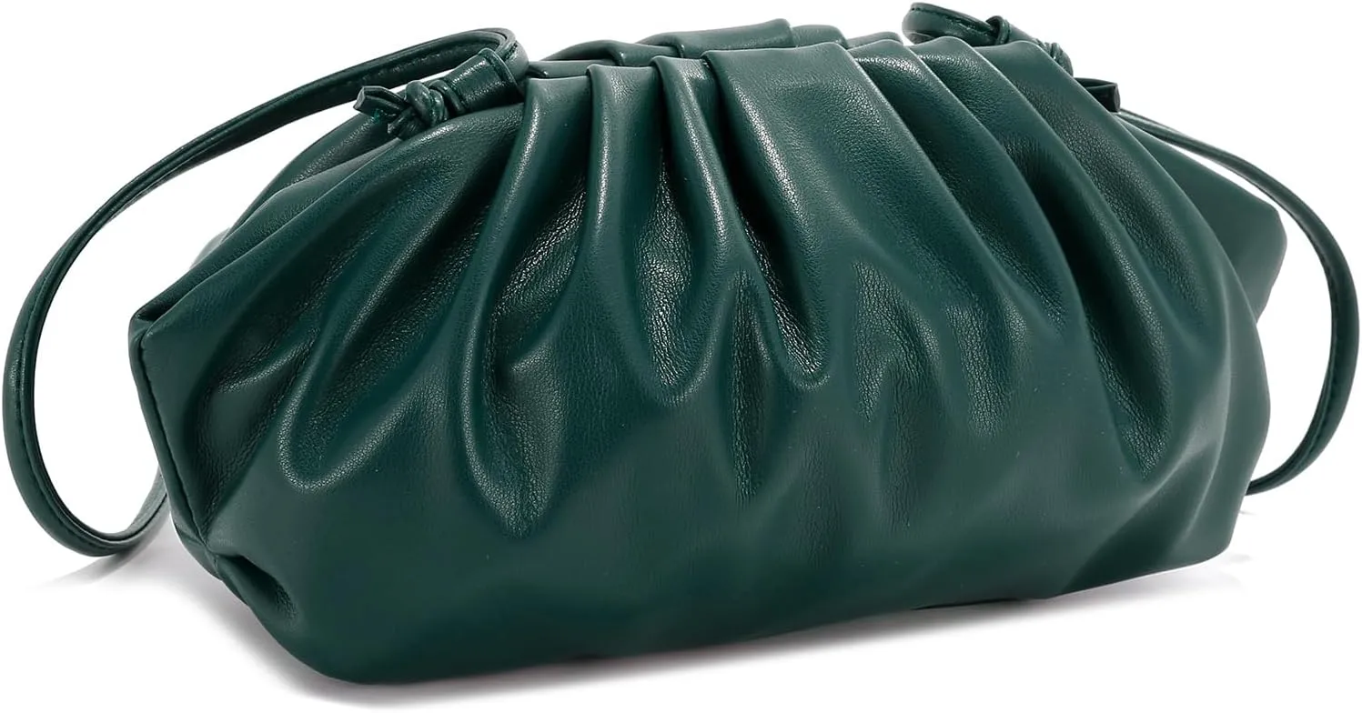 E Formal Clutch Purse for Women Soft Vegan Leather Pleated Dressy Evening Clutch for Weddings, Proms, Cocktail Party
