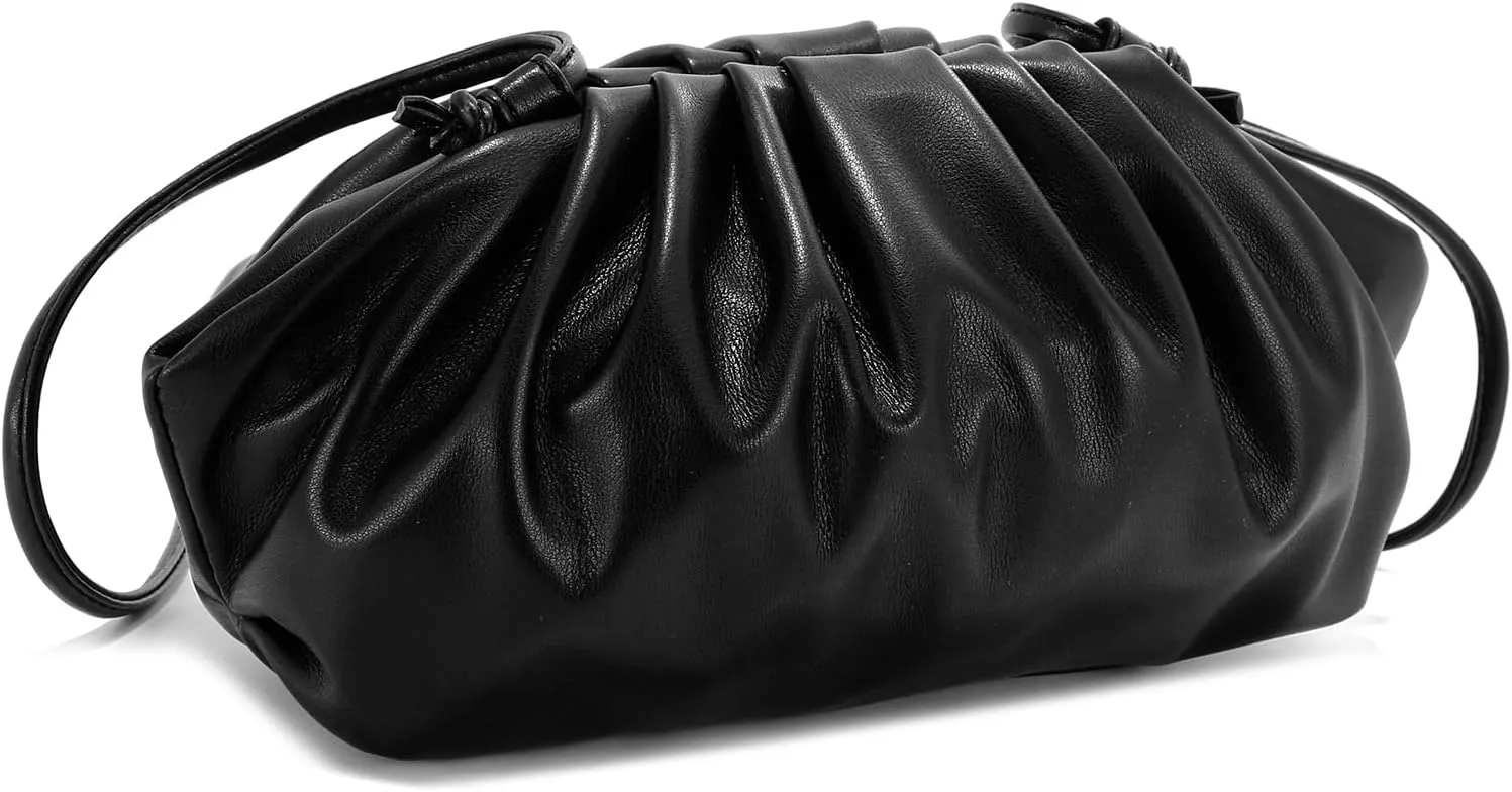 E Formal Clutch Purse for Women Soft Vegan Leather Pleated Dressy Evening Clutch for Weddings, Proms, Cocktail Party