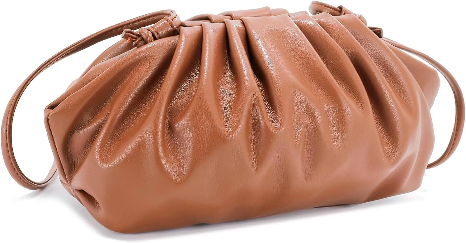 E Formal Clutch Purse for Women Soft Vegan Leather Pleated Dressy Evening Clutch for Weddings, Proms, Cocktail Party