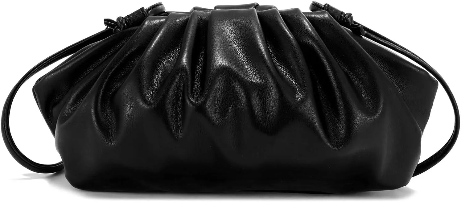 E Formal Clutch Purse for Women Soft Vegan Leather Pleated Dressy Evening Clutch for Weddings, Proms, Cocktail Party