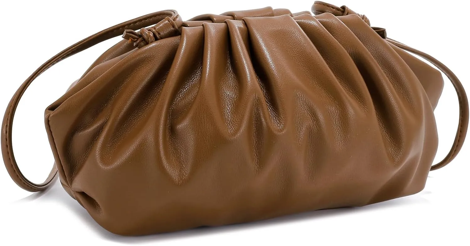 E Formal Clutch Purse for Women Soft Vegan Leather Pleated Dressy Evening Clutch for Weddings, Proms, Cocktail Party