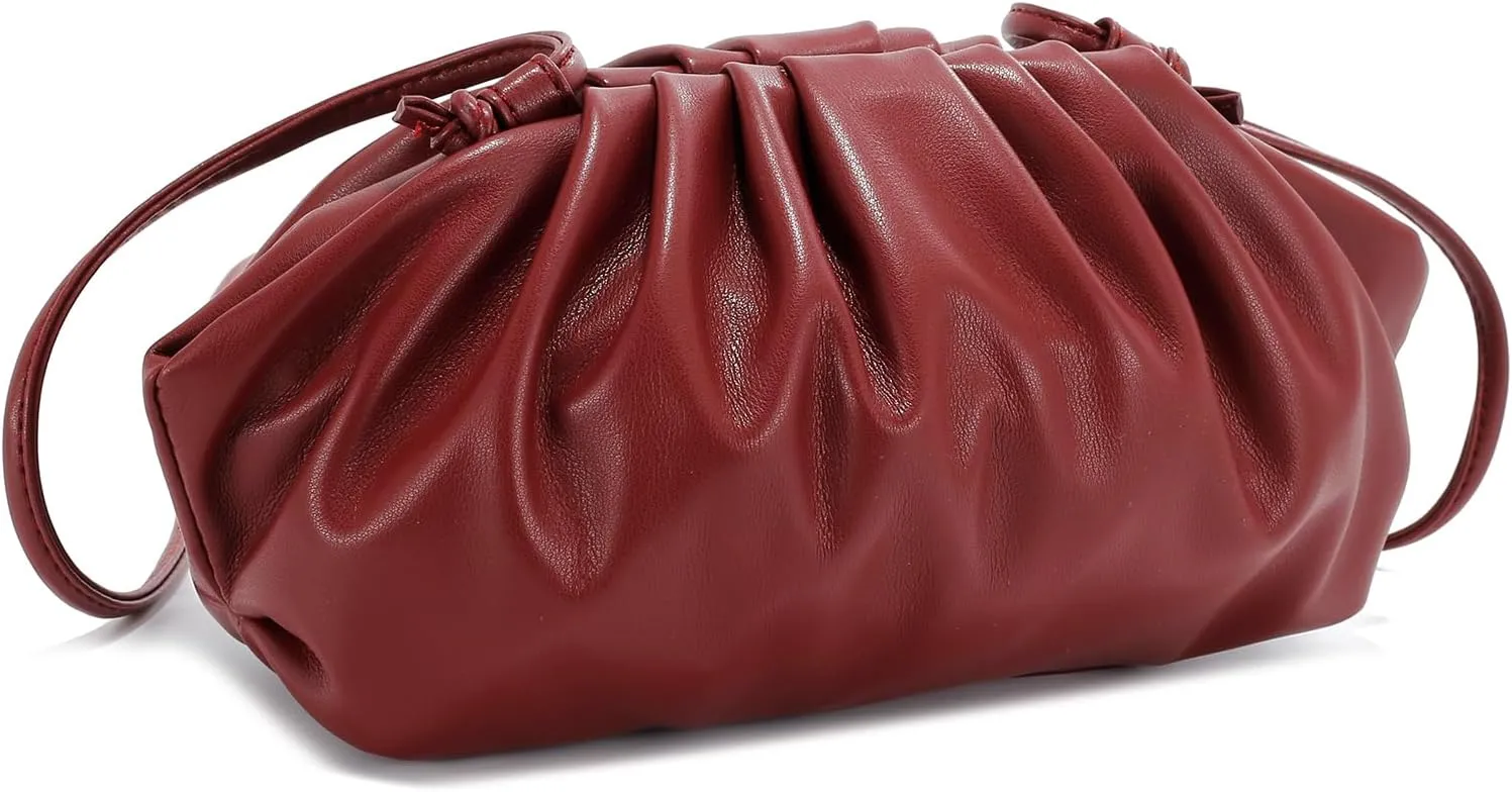 E Formal Clutch Purse for Women Soft Vegan Leather Pleated Dressy Evening Clutch for Weddings, Proms, Cocktail Party