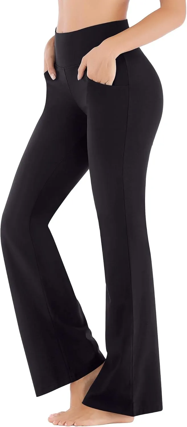Ewedoos Bootcut Yoga Pants with Pockets for Women Wide Leg Pants Woman High Waisted Stretchy Work Pants for Yoga Workout