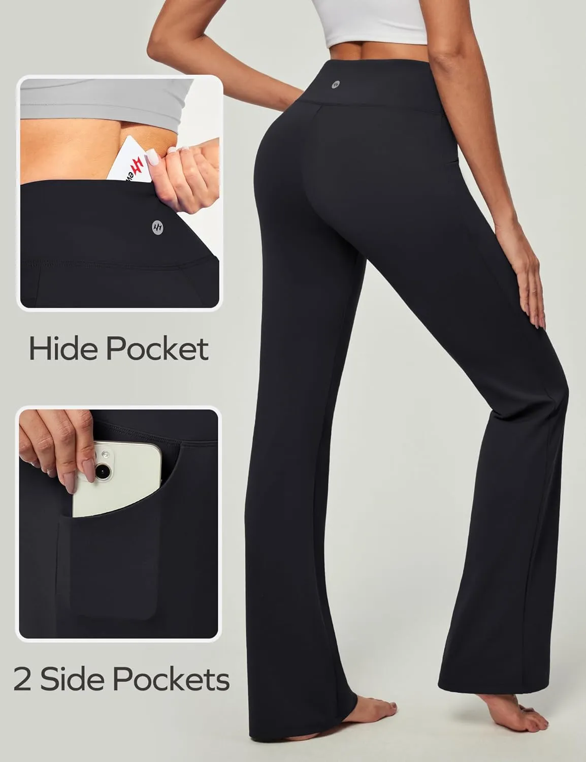 Ewedoos Bootcut Yoga Pants with Pockets for Women Wide Leg Pants Woman High Waisted Stretchy Work Pants for Yoga Workout