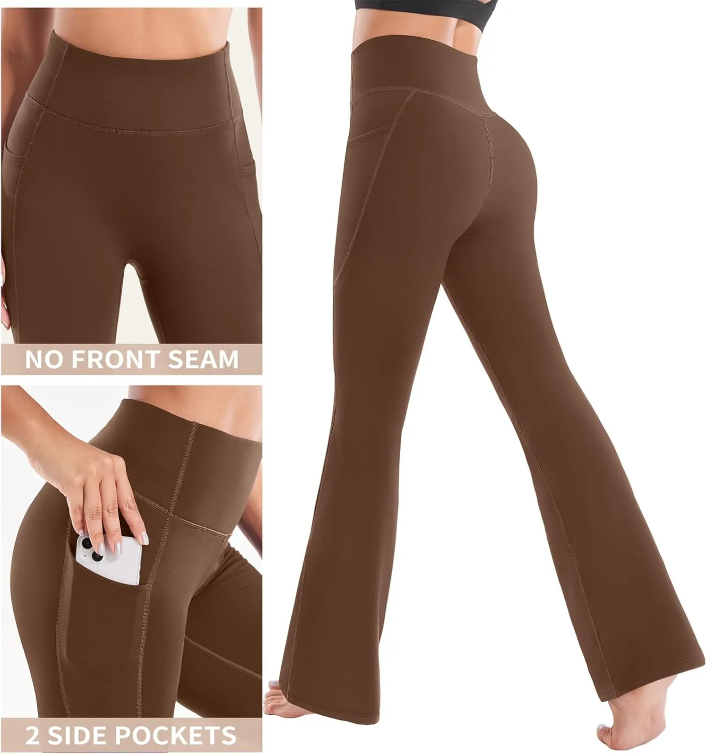 Ewedoos Fleece Lined Pants Women Thermal Yoga Pants with Pockets High Waist Warm Pants Winter Flare Leggings for Women
