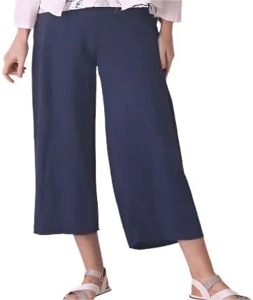 FENINI Linen Flat Front Crop Pants.