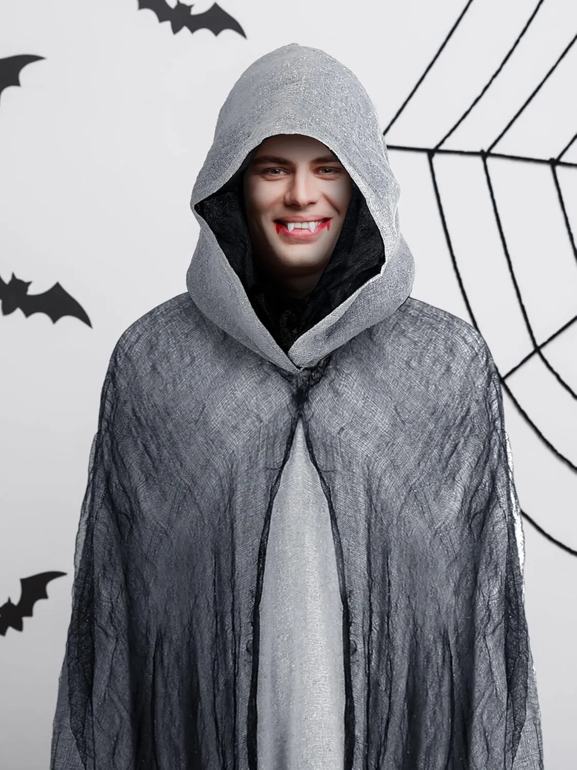Geyoga 2 Pcs Halloween Hooded Cloak Medieval Renaissance Gothic Wizard Robe Scary Grim Reaper Cosplay Costume for Unisex
