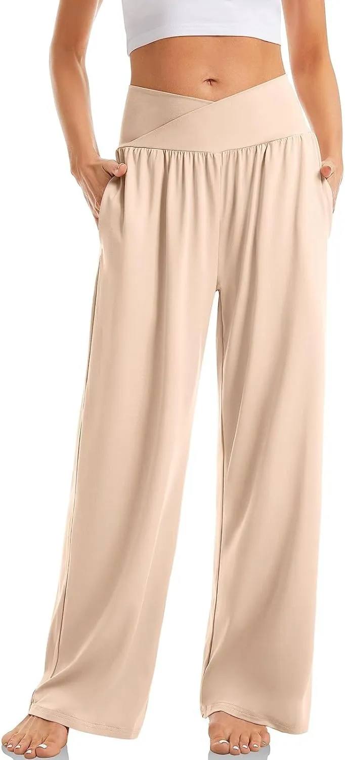 Girl Women Outdoor Pants,Women's High Waisted Wide Leg Sweatpants Casual Yoga Jogger Pants Spring&Summer Clothing