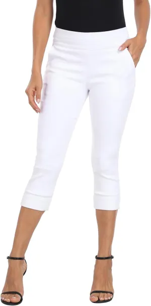 HDE Pull On Capri Pants for Women 19" Inseam Cropped Dress Pants with Pockets