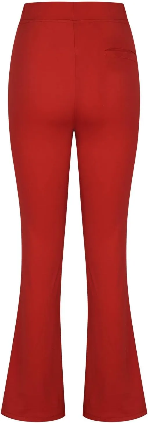 High Waisted Dress Pants for Women Stretchy Straight Leg Pant Work Trouser Business Office Casual Slacks with Pockets