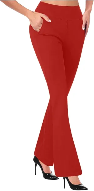 High Waisted Dress Pants for Women Stretchy Straight Leg Pant Work Trouser Business Office Casual Slacks with Pockets
