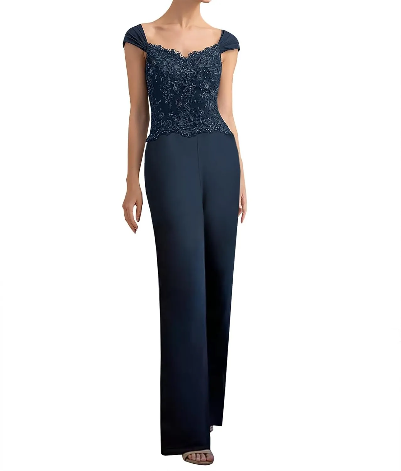 JAEDEN Mother of The Bride Pantsuits Jacket - Chiffon Formal Evening Gowns Long Lace