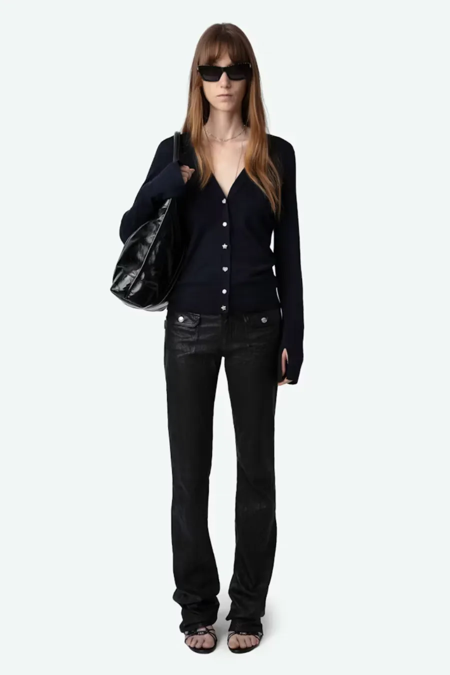 Jemma Cardigan 100% Merino Wool Encre