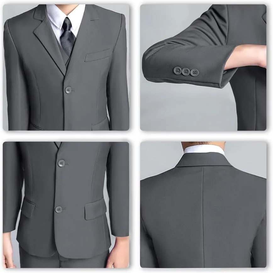 JPF Boy's Formal Suit Set Slim Fit Kids Tuxedo Suits for Wedding Teen Toddler Boy Dress Suit Outfit